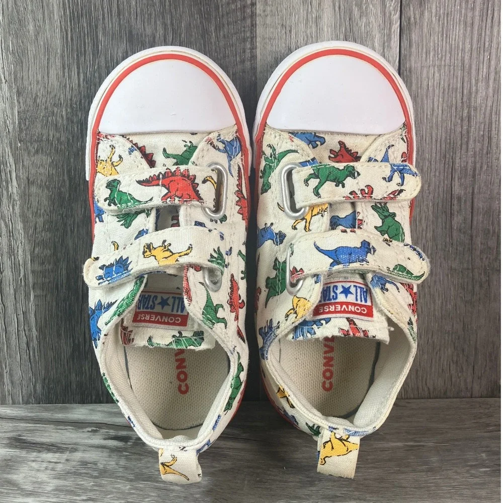 Converse Chuck Taylor All Star 2V Ox Dinosaur Print White Infant Size 9 A01667F